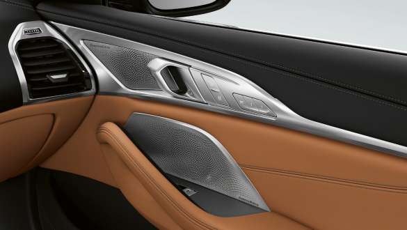 Аудиосистема Bowers & Wilkins Diamond Surround Sound автомобиля BMW 8 серии Gran Coupé G16 LCI Facelift (рестайлинг 2022 года) Аудиосистема Bowers & Wilkins Diamond Surround Sound автомобиля BMW 8 серии Gran Coupé G16 LCI Facelift (рестайлинг 2022 года), интерьер, динамика крупным планом