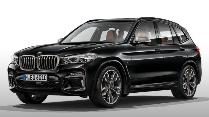 BMW X3 M40i и BMW X3 M40d, вид сбоку. BMW X3 M40i и BMW X3 M40d в Black Sapphire металлик, экстерьер, вид сбоку.