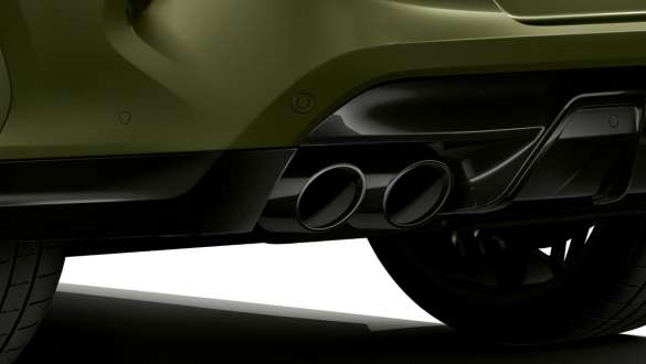 Выхлопные патрубки, BMW X6 M Competition F96 Выхлопные патрубки с черным хромированием, BMW X6 M Competition F96 SUV специальное лакокрасочное покрытие BMW Individual Urban Green, экстерьер