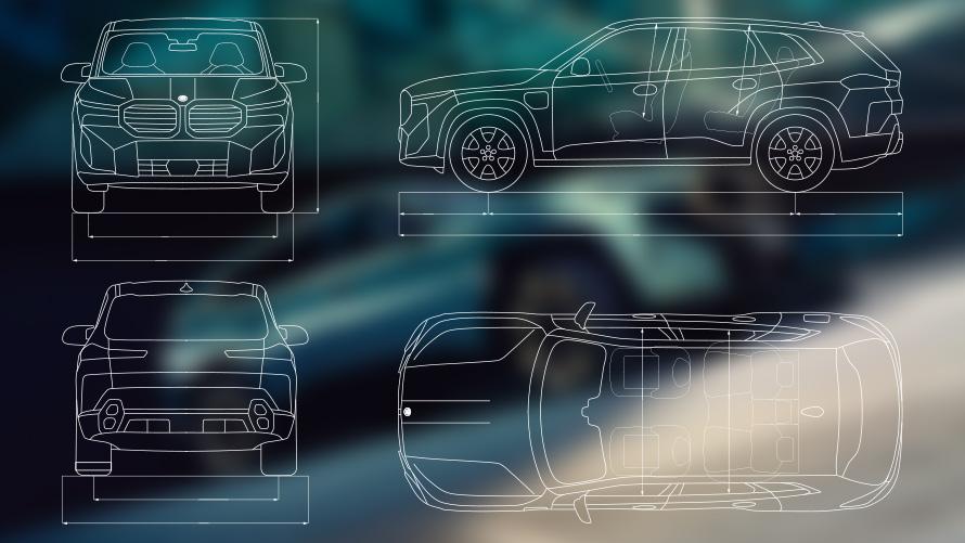 BMW XM G09, вид сбоку в три четверти BMW XM G09, вид сбоку в три четверти в статике