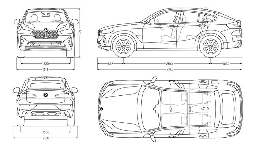 BMW X4 G02 technical data sketch 2021 BMW X4 G02 technical data sketch 2021